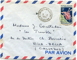 NOUVELLE-CALEDONIE LETTRE PAR AVION DEPART TONTOUTA-AERODROME 31-8-1964 N.CALEDONIE POUR LA FRANCE - Covers & Documents