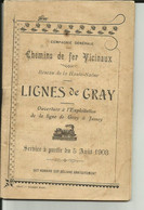 70 - Haute Saone - Chemin De Fer Vicinaux - Trains - Ligne De Gray à Jussey - Dole - 39 - Horaires - Réf.52. - Documents Historiques