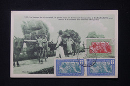 MADAGASCAR - Affranchissement De Tananarive Sur Carte Postale ( Transport De La Paille ) En 1933 - L 88130 - Lettres & Documents