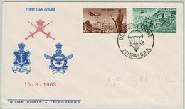 Indien / India 1963, FDC Tag Der Unabhängigkeit, Bombay - Parachutisme