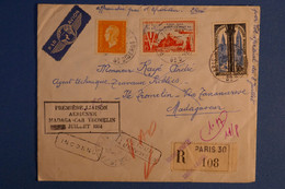 C FRANCE BELLE LETTRE RARE RECOM.1954 PREMIER VOL MADAGASCAR TROMELIN+ METEOROLOGIE+ AFFRANCHISSEMENT PLAISANT - Posta Aerea