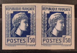 France 1944 N°639 Coq Et Marianne D'Alger  Paire Nd Cote Maury 160€ ** TB - 1944 Hahn Und Marianne D'Alger
