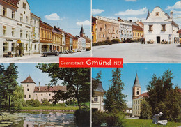 1119) Grenzstadt GMÜND - NÖ - Raiffeisen Haus - Teich Hotel WEBER - Autos - TOP - Gmünd