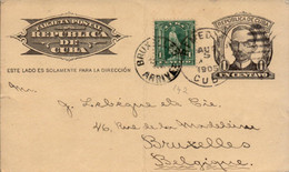 Carte Postale De Cuba à Bruxelles En 1905 , Timbre N°142 - Covers & Documents