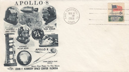 Apollo-8 US Space Program, Astronauts Lovell Borman And Anders, Lunar Orbit Illustrated Cover - Noord-Amerika