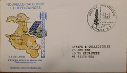 ​O) 1982 NEW CALEDONIA, SOLAR ENERGY - SOLAR PANEL, COMMUNICATION TRANSMITTER ANTENNA, USED TO USA XF - Lettres & Documents