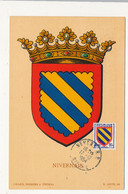 FRANCE - Carte Maximum - Blason (armoiries) NIVERNAIS - Nevers R.P. - 17/12/1954 - 1950-1959