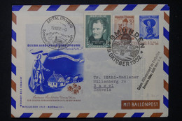 AUTRICHE - Entier Postal + Complément De Gmunden Par Ballon En 1952 Pour Fribourg - L 88166 - Balloon Covers