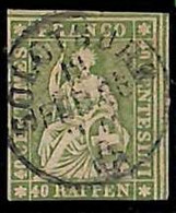 95003aC  - SWITZERLAND - STAMP -  ZUMSTEIN #  26 Green Thread - Very Fine  USED - Gebraucht