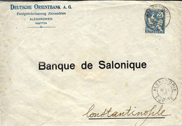 1913- Enveloppe  Affr. 25 C Mouchon D'ALEXANDRIE / EGYPTE  Pour Conetantinople - Lettres & Documents