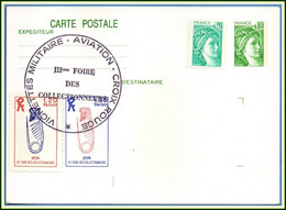 Entier Cp Repiqué Neuf Vignettes Militaire Aviation CROIX ROUGE 1979 + Vignette 1,20 France - Croix Rouge