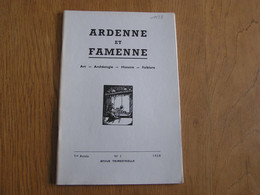 ARDENNE ET FAMENNE N° 3 Année 1958 Régionalisme Archéologie Folklore Eglise Saint Etienne Waha Architecture Description - Belgique