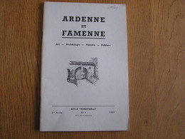 ARDENNE ET FAMENNE N° 1 Année 1959 Régionalisme Archéologie Folklore Clergé Occupation Française Durbuy Borlon Walthina - Belgique