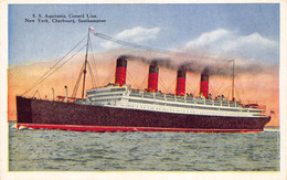 Boat Ship Paquebot Steamer S.S. Aquitania Cunard Line , New York, Cherbourg, Southampton  Barry 8106 - Steamers