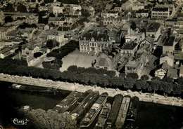 Montceau Les Mines * Péniches Batellerie * Place De L'hôtel De Ville Et Canal * Vue Aérienne * Péniche Barge Chaland - Montceau Les Mines