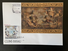 Guiné-Bissau 2019 FDC Mi. Bl. ? Chinese Art Buddhism Art Flying Apsara Dunhuang Wooden Wood Bois Holzfurnier - Otros & Sin Clasificación