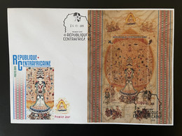 Centrafricaine 2019 FDC Mi. Bl. ? Chinese Art Thousand Hands Buddhism Bouddhisme Buddhismus Wooden Wood Bois Holzfurnier - Buddismo