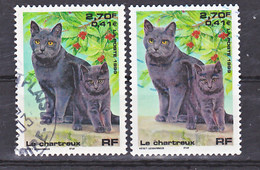 France  3283 Chats Chartreux Variété Violet Et Normal Oblitéré Used - Usati