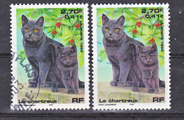 France  3283 Chats Chartreux Variété Violet Et Normal Oblitéré Used - Used Stamps
