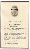 Blaringhem - DHEDIN Pierre FFI Guerre Décès / Mortuaire Le 4 Septembre 1944 - Obituary Notices