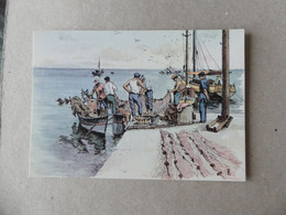 Aquarelle Originale De Robert Lépine Séchage De Filets Corse - Malerei & Gemälde