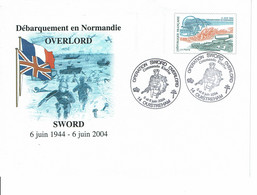 2004 -Envel Entier  -Débarquement En Normandie-Opération OVERLORD SWORD -Commando Kieffer -Oblit Ouistreham - PAP: TSC Und Halboffizielle Aufdrucke