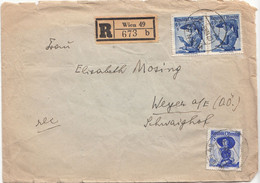 ÖSTERREICH RECO 1949 - 2 X 45 Gro + 1 S Blau Trachtenfrankierung Auf Brief Ohne Inhalt,Kuvert Hat Starke Gebrauchsspuren - 1945-60 Cartas