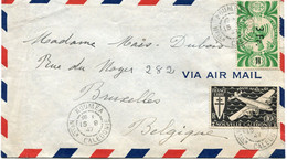 NOUVELLE-CALEDONIE LETTRE PAR AVION DEPART NOUMEA 15-8-47 Nelle CALEDONIE POUR LA BELGIQUE - Cartas & Documentos