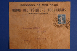 K7 FRANCE BELLE LETTRE 1923 BOULOGNE MER POUR GUERIGNY+ PECHEURS + AFFRANCH INTERESSANT - Lettres & Documents