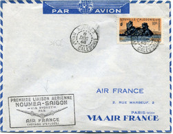 NOUVELLE-CALEDONIE LETTRE PAR AVION DEPART NOUMEA 8 DEC 48 Nelle CALEDONIE POUR LA FRANCE - Storia Postale