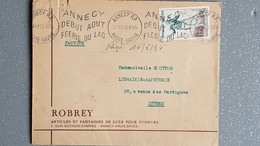 LETTRE 1954 ARTICLES ET FANTAISIES DE LUXE POUR FUMEURS ROBREY ANNECY - Dokumente