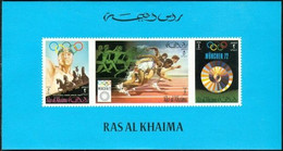 CV:€30.00 RAS AL KHAIMA 1972 Olympics Munich München Running 2/5/3R Deluxe Blue Border Brandenburg Tor Germany-related - Sculpture