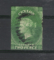 CEYLON  ( ÎLE DE CEYLAN ) /  Y. & T.  N° 2  /  TWO  PENCE Vert , Non Dentelé - Ceylon (...-1947)
