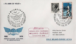 1978 Italy Alitalia Special Flight Milan - Zurich - Luftpost