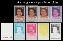 TUVALU-Nui 1986 Q2 Birthday $3 PROGRESSIVE PROOFS:9 Fldr - Tuvalu