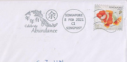 Singapore 2021 Lunar New Year Abundance Slogan Postmark Fish - Chines. Neujahr