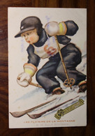 CPA Ak Les Plaisirs De La Montagne Litho Ski Skieur Jeux Olympiques Humour - Other & Unclassified