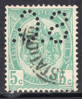 Belgium 1907 - Coat Of Arms - Perfins "SC" - 1909-34