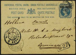 INDIA USED IN 1901 1a On 1½a Postal Stationery Postcard From Perim To Holland, Aden C.d.s. Postmark, Groningen Receiver  - Aden (1854-1963)