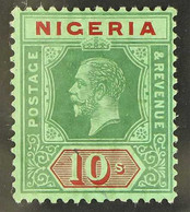 1914-29 KGV 10s Green And Red On Emerald (pale Olive Back), Wmk Mult Crown CA, SG 11c, Fine Fresh Mint. For More Images, - Nigeria (...-1960)