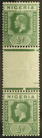 1921-32 KGV ½d Green, Wmk Mult Script CA, Die I And Die II VERTICAL GUTTER PAIR, SG 15c, Very Fine Mint - Hinged On Gutt - Nigeria (...-1960)