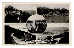 Ref 1465 - Early Real Photo Multiview Postcard - Folkestone Kent - Folkestone