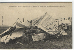 Villenauxe - 2 Juillet 1913 - Les Débris Du Biplan Après La Chute Du Capitaine Aviateur Rey - Autres Communes