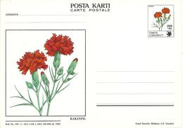 Turkey; 1990 Postal Stationery With The Subject Of Flower - Entiers Postaux