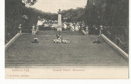 CPA, Précurseur , Gibraltar , General Eliott's Monument - Animée - Ed. V.B. Cumbo ,Dos Simple - Gibraltar