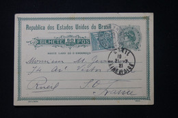 BRÉSIL - Entier Postal + Complément Pour La France En 1921 - L 88362 - Entiers Postaux