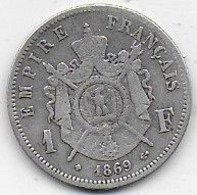1 Fr  Napoléon III  1869BB - H. 1 Franc