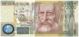 No VALUE CAMPIONE SPECIMEN DE LA RUE LEONARDO DA VINCI 2000 FDS - [ 7] Fouten & Varianten