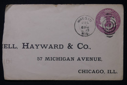 ETATS UNIS - Entier Postal ( Demie ) Commercial De Wausau Pour Chicago En 1893 - L 88387 - ...-1900