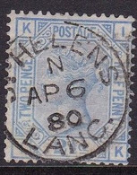 GB Victoria Surface Printed 2 1/2d Blue Plate 18  Fine Used.  St Helens Cds - Used Stamps